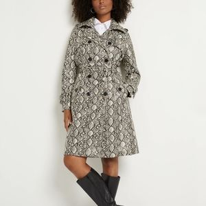 Snake print belted Trench